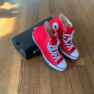 Hot Red Chuck Taylor Converse Hi-Top New.  Never worn.